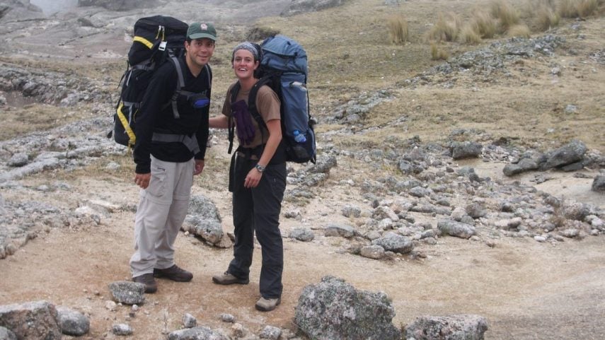 Zoe and Leo trekking in Argentina