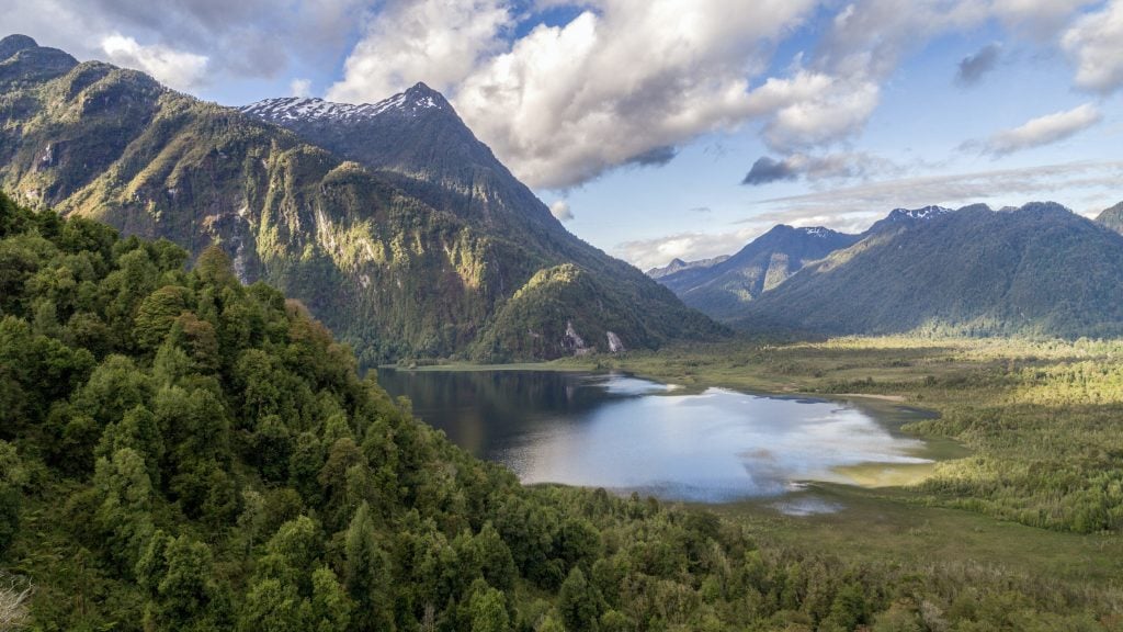 Lakes and mountains of Pumalín Douglas Tompkins National Park