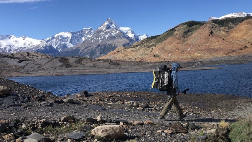 Hiking along Lake Anita in Los Glaciares