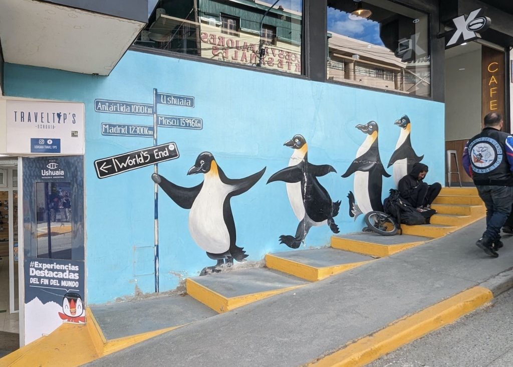 Penguin mural in Ushuaia, Argentina